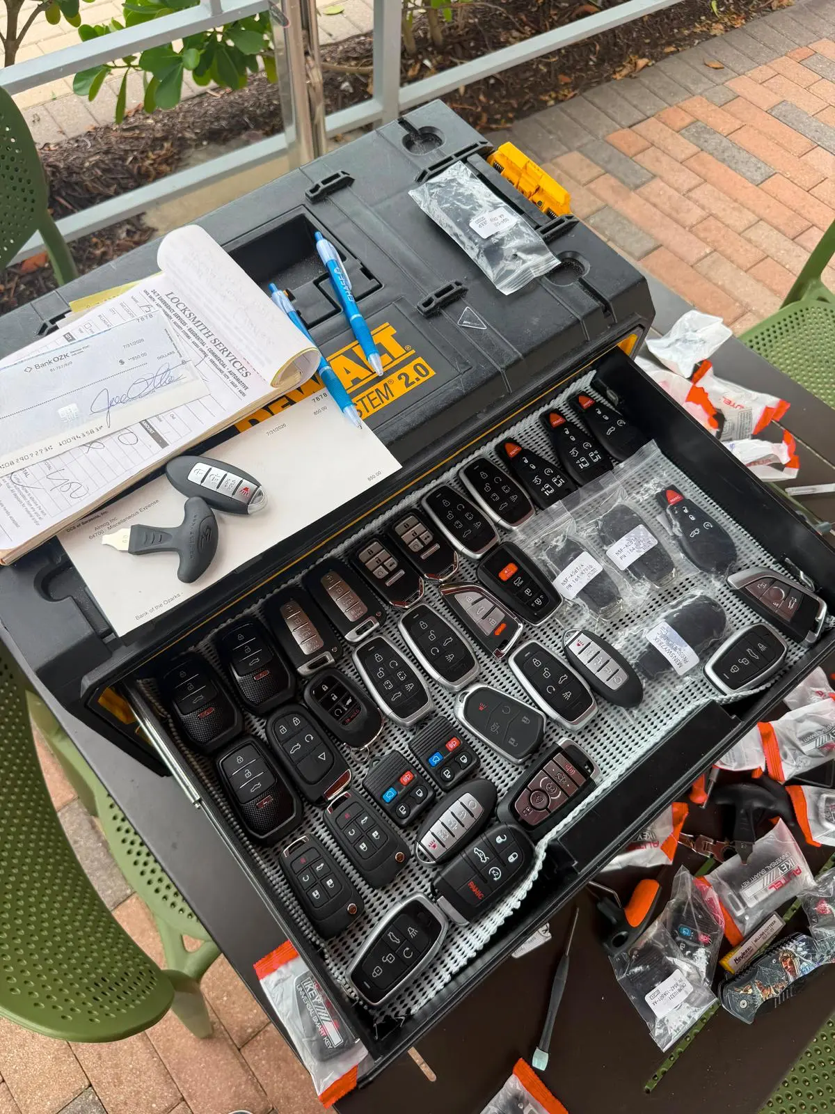 Drawer of programmable smart keys and fobs