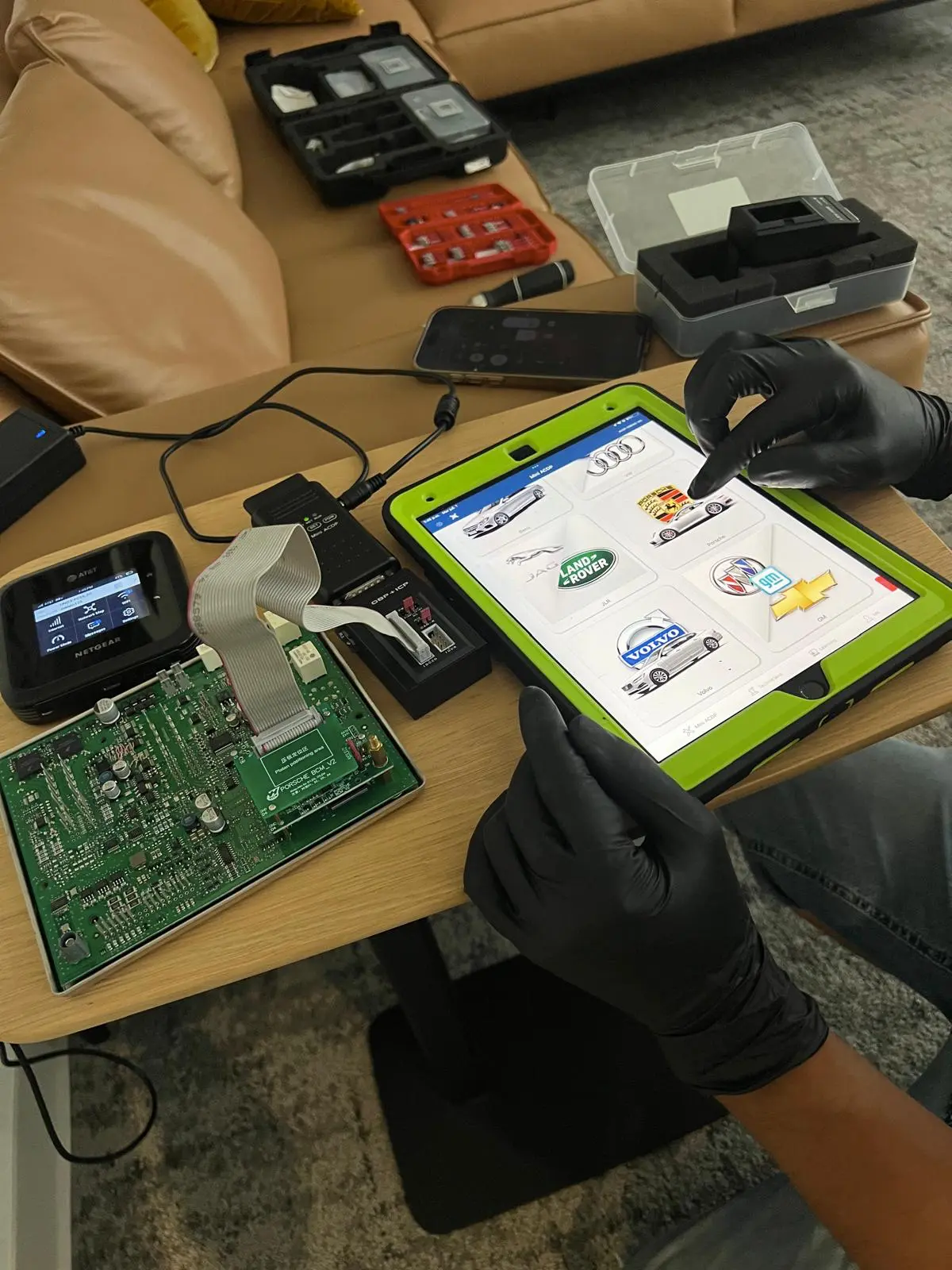 Porsche BCM read on the bench for a lost-key job